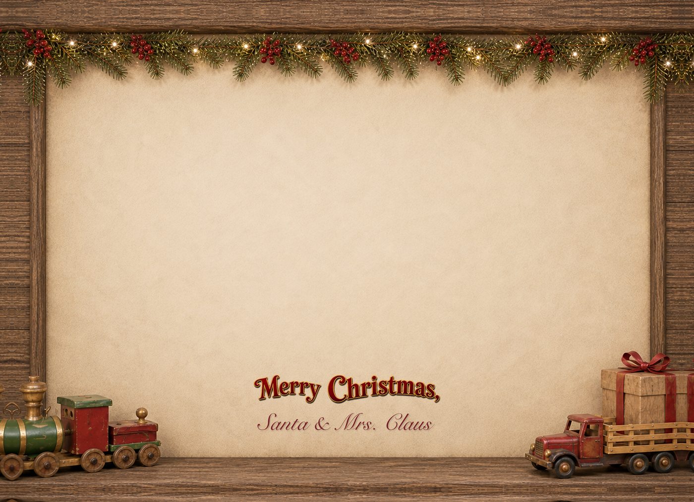 Inside of the card: Merry Christmas, Santa and Mrs. Claus